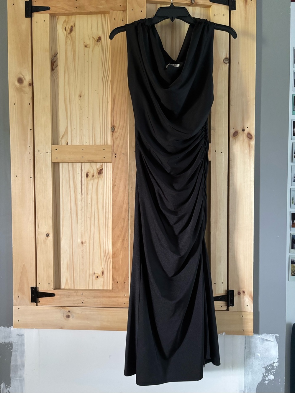Black Cowl Neck Ruched Maxi Dress - Brand